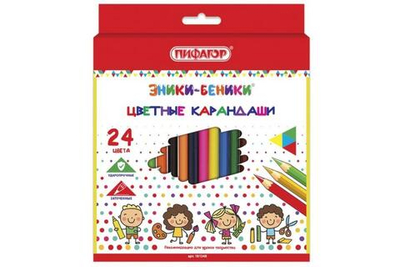 Карандаши 24цв. "Эники-беники" заточ. (Пифагор)