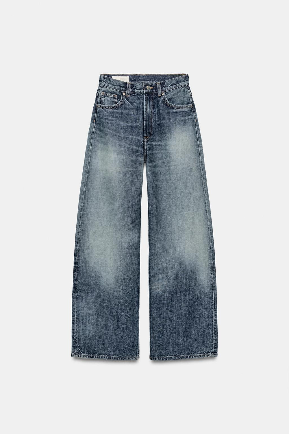 ZARA ДЖИНСЫ TRF EXTRA WIDE-LEG С ВЫСОКОЙ ПОСАДКОЙ, СИНИЙ