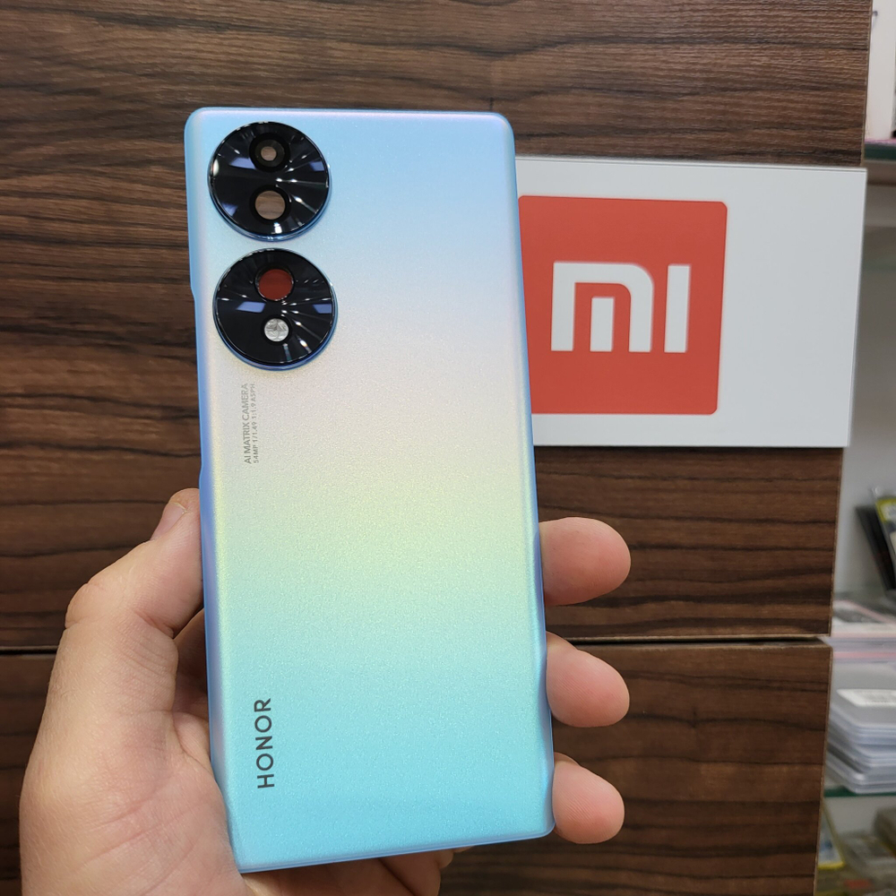 Крышка для Honor 70 - оригинальная задняя стеклянная панель (серебристо-голубого цвета)
