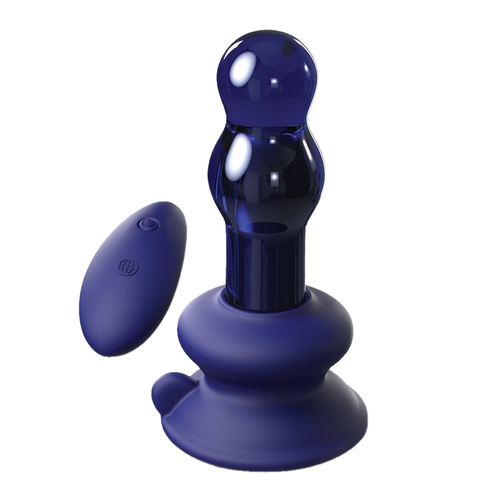 Синий стеклянный вибростимулятор 10,6см с пультом ДУ и присоской PipeDream Icicles #83 with Rechargeable Vibrator and Remote Glass Massager 288314