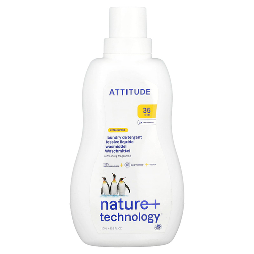 ATTITUDE, моющее средство для стирки, 35 загрузок, с ароматом цитрусовых, 1,05 л (35,5 жидк. унции)