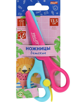 Ножницы детские 13,5см. "Лев" розово-голубые, пласт лез,ручки (Проф-Пресс)