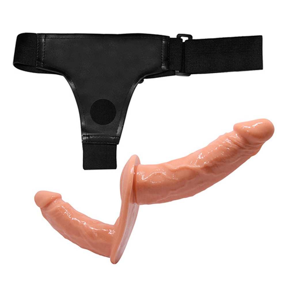 Женский страпон с 2 отростками внешним 13,5см и внутренним 10,2см Baile Ultra Passionate Harness Strap On BW-022077