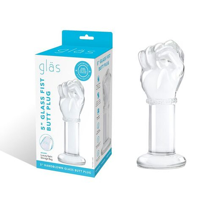Стеклянный плаг в форме сжатой в кулак руки 5’’ Glass Fist Butt Plug - 13 см. (Цвет: прозрачный)