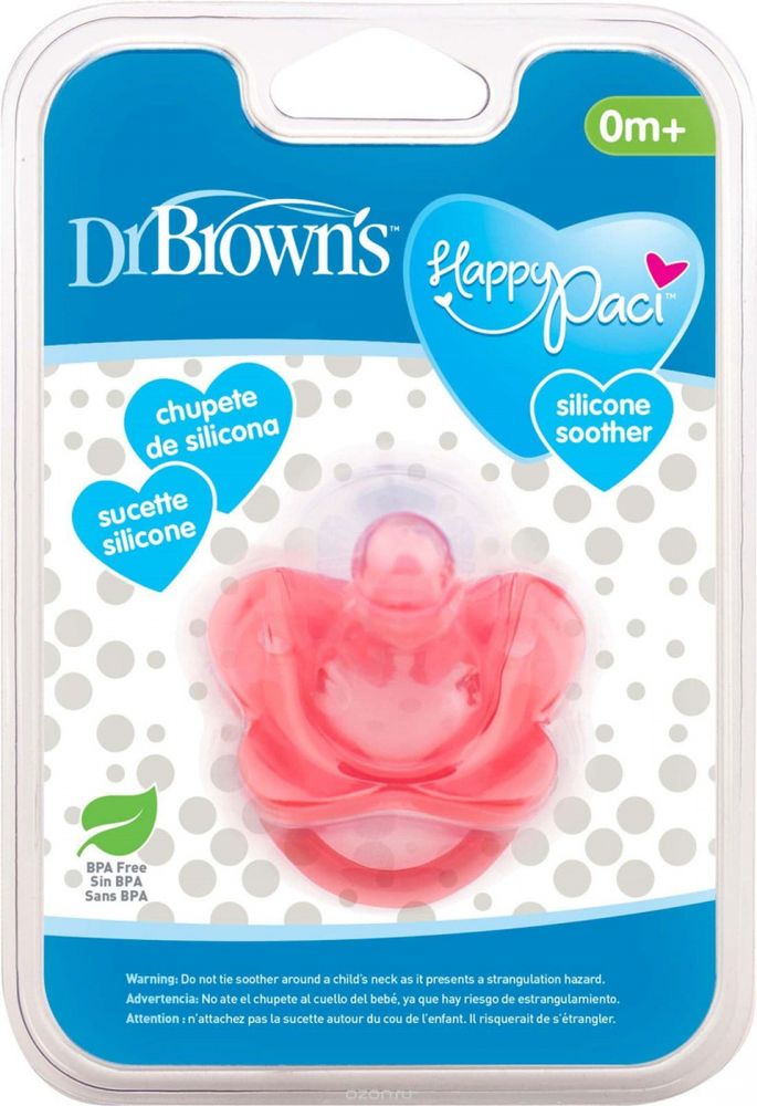 Dr.Browns пустышка цельносиликоновая 0-6 мес розовая 11007 Dr.Browns пустышка цельносиликоновая 0-6 мес розовая 11007