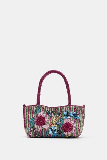 ZARA МИНИ-СУМКА С БИСЕРОМ, РОЗОВЫЙ
