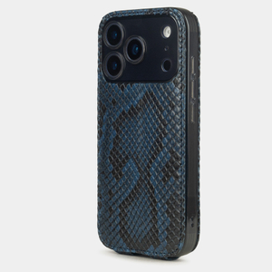 Чехол для iPhone 18 Pro Max / 17 Pro Max - кожа питона, синий