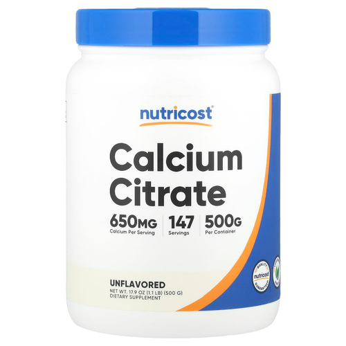 Nutricost, Цитрат кальция, без добавок, 500 г (17,9 унции)