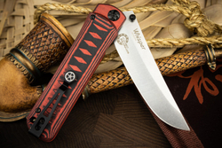 Нож складной Kizlyar Supreme WHISPER AUS-10CO SW G10-BRH CB (StoneWash, G10 Black-Red Handle, Caged Ballbearing)