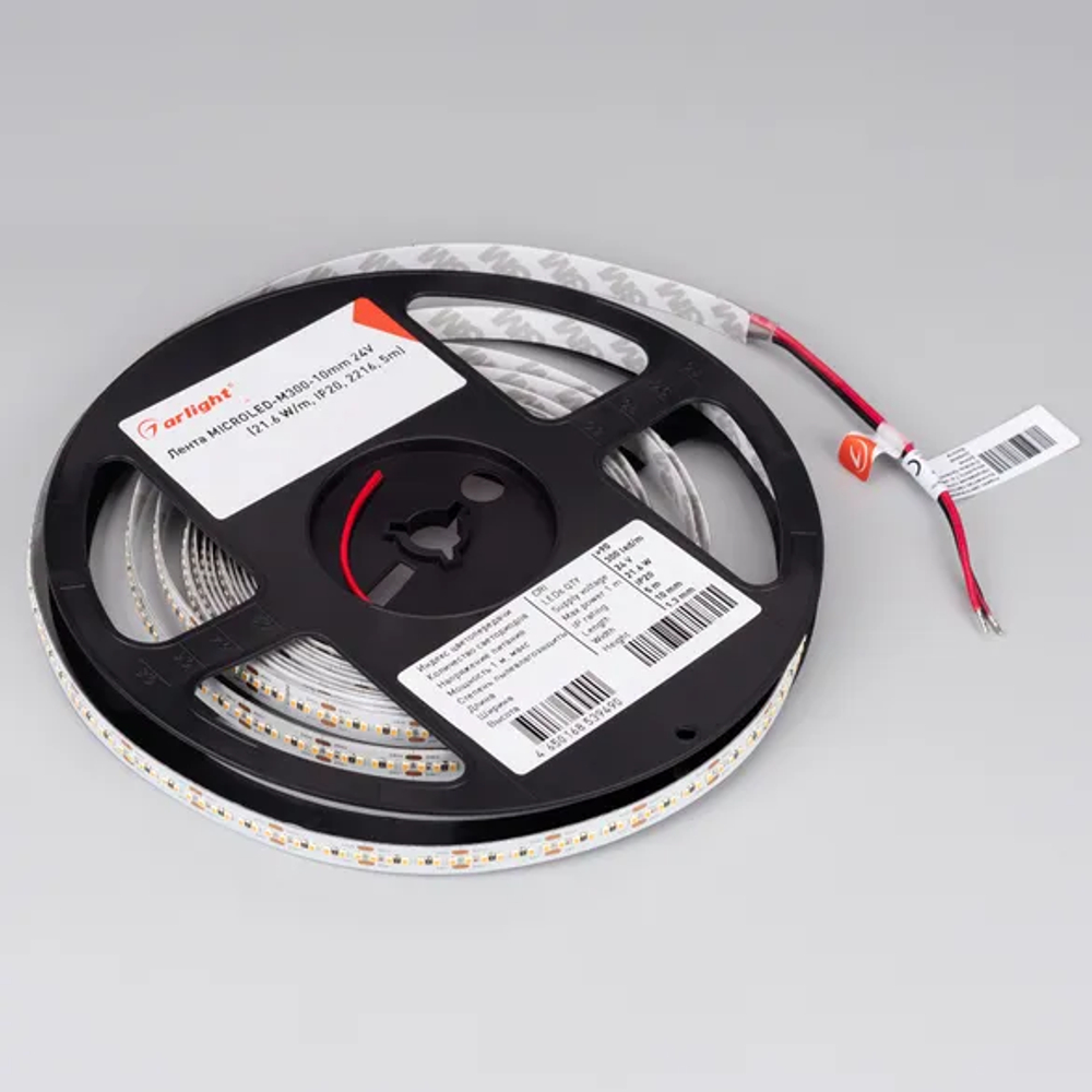 Светодиодная лента MICROLED-M300-10mm 24V White6000 (21.6 W/m, IP20, 2216, 5m) (Arlight, Открытый) 023586(2)