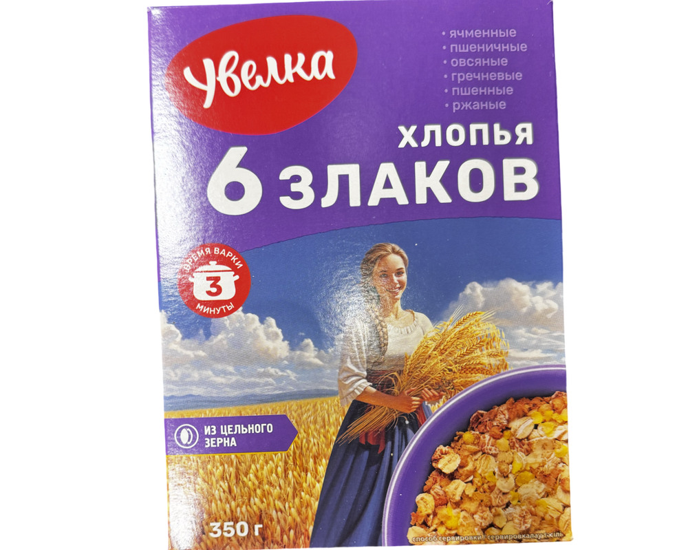 Хлопья Увелка 6 злаков 350г