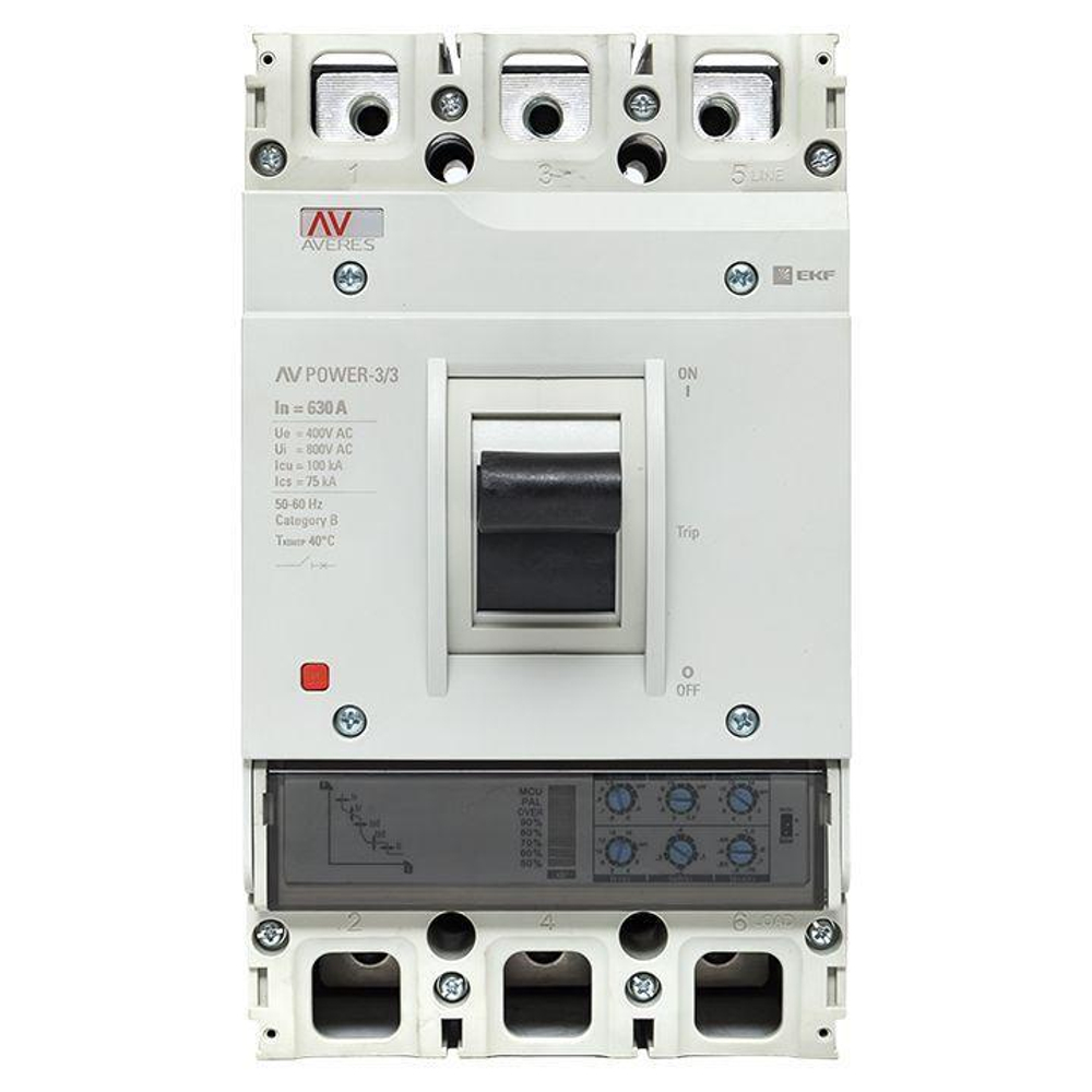 Выключатель автоматический 630А 100кА AV POWER-3/3 ETU2.0 AVERES EKF mccb-33-630H-2.0-av