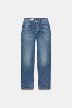 ZARA ДЖИНСЫ TRF STRAIGHT СО СРЕДНЕЙ ПОСАДКОЙ, СИНИЙ