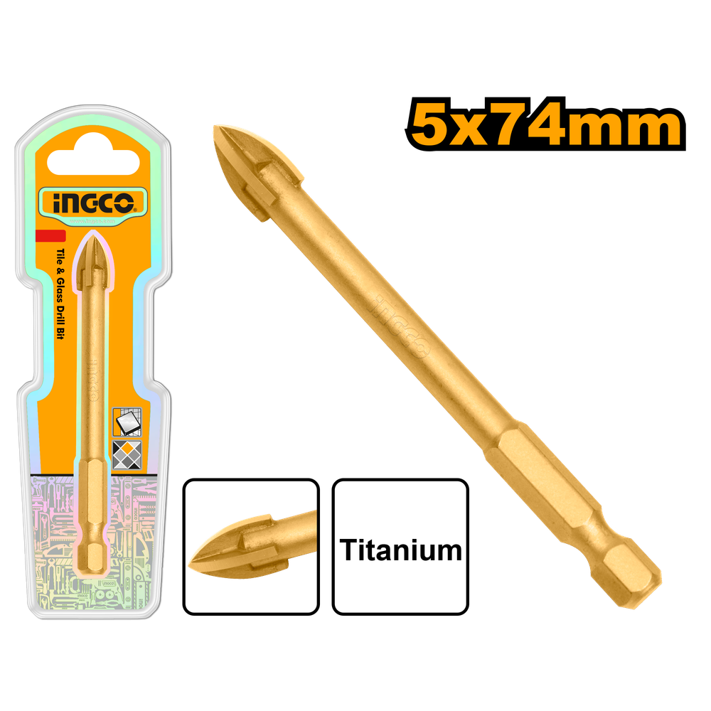 Сверло по стеклу и керамике INGCO DBG1130501 INDUSTRIAL 5x74 мм