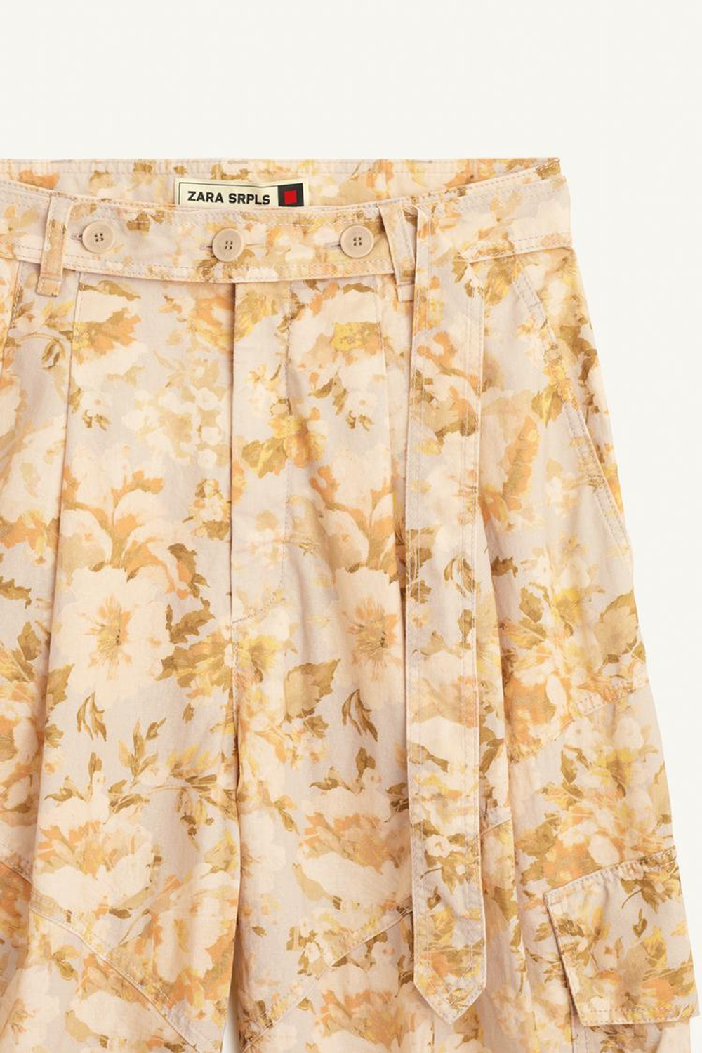 ZARA ДЛИННЫЕ ШОРТЫ С ПРИНТОМ, СВЕТЛО-БИРЮЗОВЫЙ