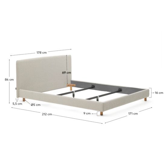 Кровать Valma La Forma из жемчужного шенилла со съемным чехлом для матраса 160 x 200 см