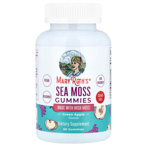 MaryRuth's, Жевательные мармеладки с морским мохом, зеленое яблоко, 60 жевательных мармеладок (25 мг в 1 жевательной мармеладке)