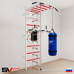 Шведская стенка Sv Sport усиленная 6451 (Турник рукоход/Брусья/Канат/Лестница/Цепь/Мешок 15кг)