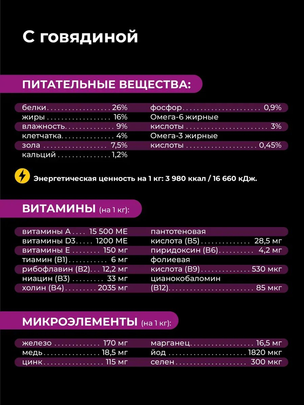 Корм сухой для взрослых собак породы Джек Рассел Терьер, с говядиной, 2,5 кг, QUATTRO