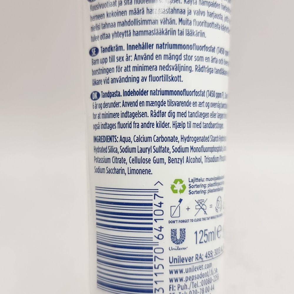 Зубная паста Pepsodent Super Fluor с мягким вкусом 125 мл (из Финляндии)