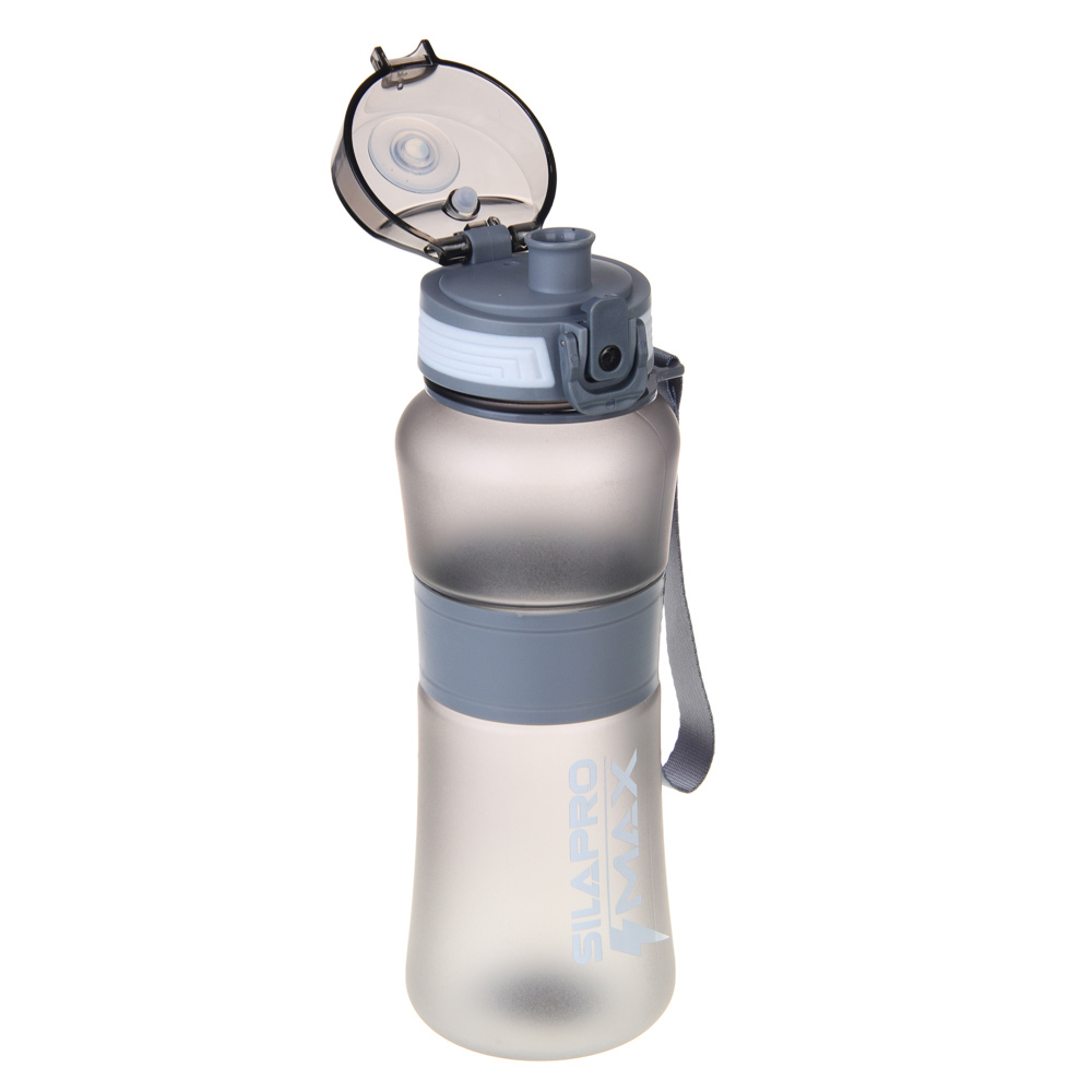 SILAPRO MAX Бутылка спортивная с замком, ULTIMATE GREY, 600мл, РС, силикон