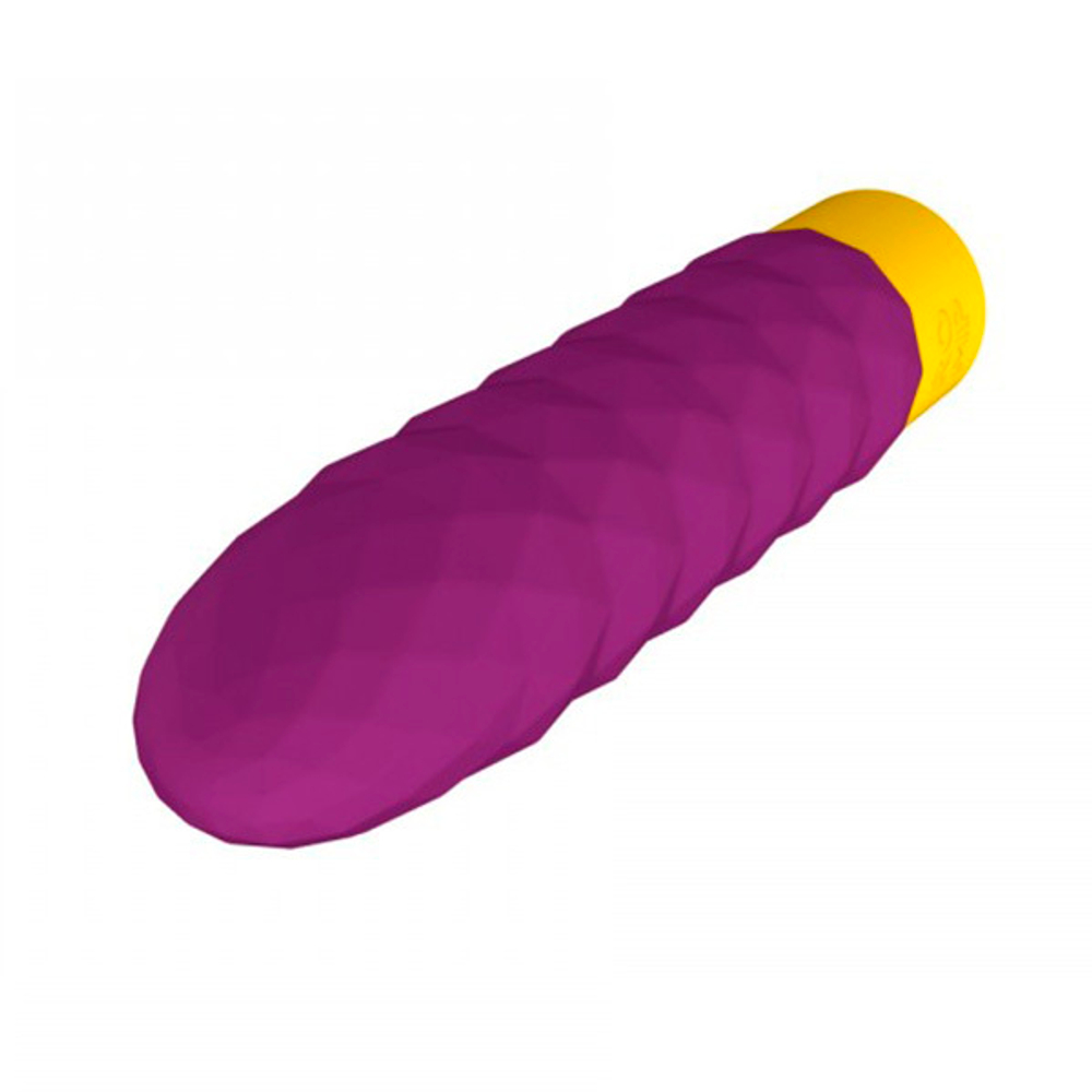Фиолетовая вибропуля 15см Romp Beat Rechargeable Textured Mini Vibrator RPBBSG4