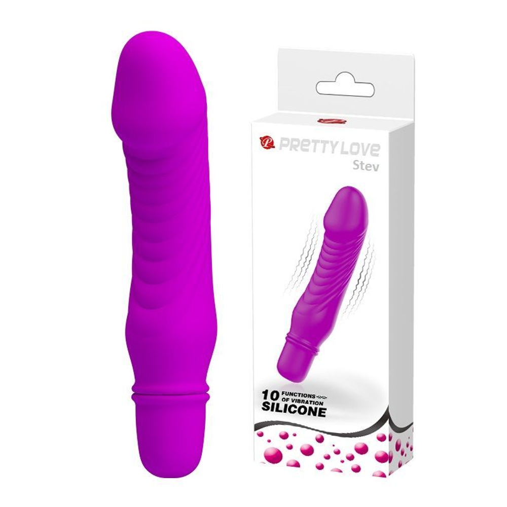 Фиолетовый мини-вибратор Stev -13,5 см. (Цвет: фиолетовый)