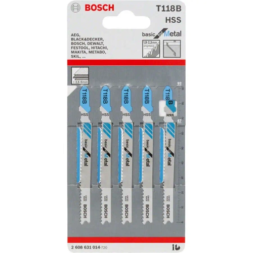 Пилки для лобзика по металлу T 118 В, HSS BOSCH 2608631014