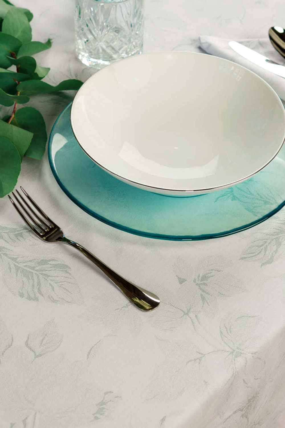 Скатерть 160x270 и 12 салфеток Vallesusa Argento Perla