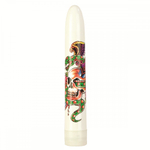 Белый вибратор с черепом Inked Vibes Superslim - 18 см. (Цвет: белый)