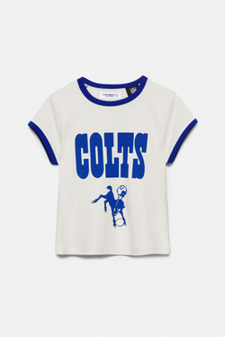 PULL&BEAR Футболка в рубчик NFL Colts, цвет льда