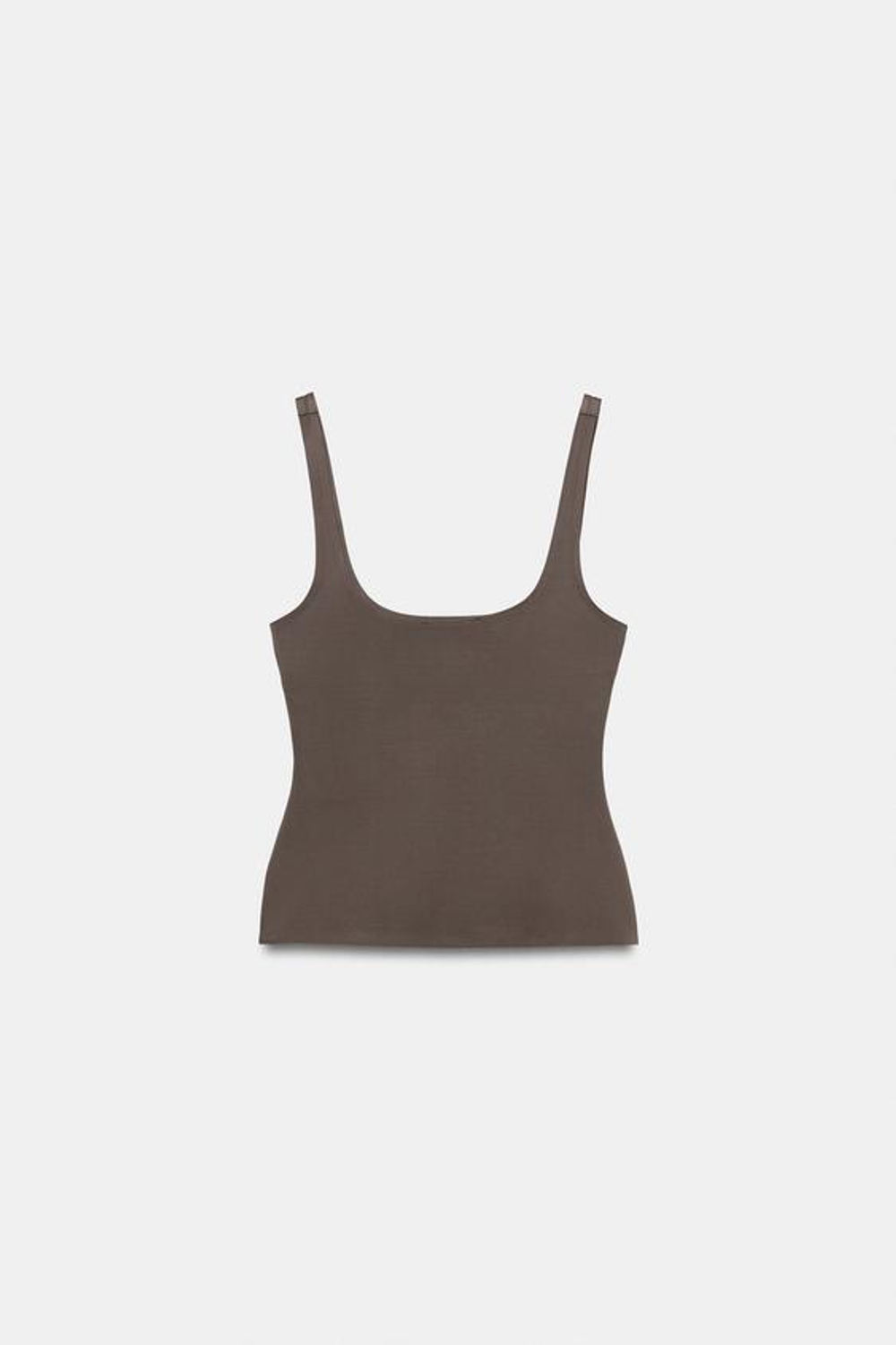 ZARA ТОП ИЗ ПОЛИАМИДА НА БРЕТЕЛЯХ, ШОКОЛАДНЫЙ