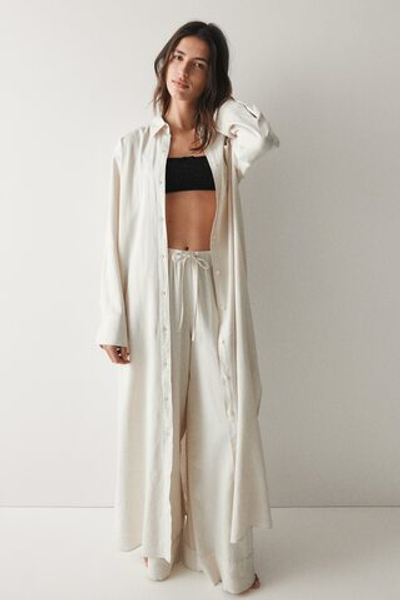 Платье-рубашка макси из смеси льна - H&M