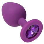 Средняя фиолетовая пробка с фиолетовым кристаллом ONJOY Silicone Collection (Цвет: фиолетовый)