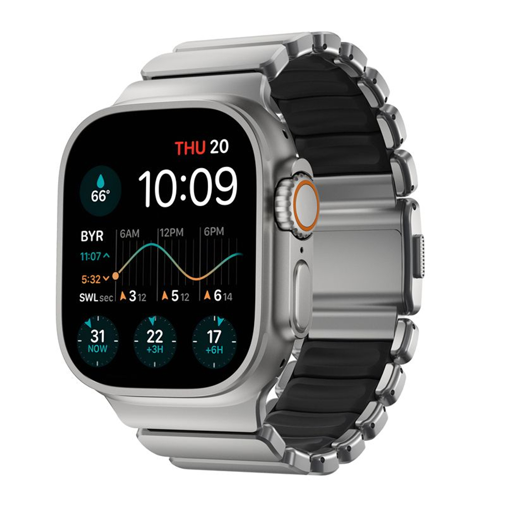 Ремешок Nomad Stratos Band FKM для Apple Watch 45/46/49 мм Natural Titanium Black