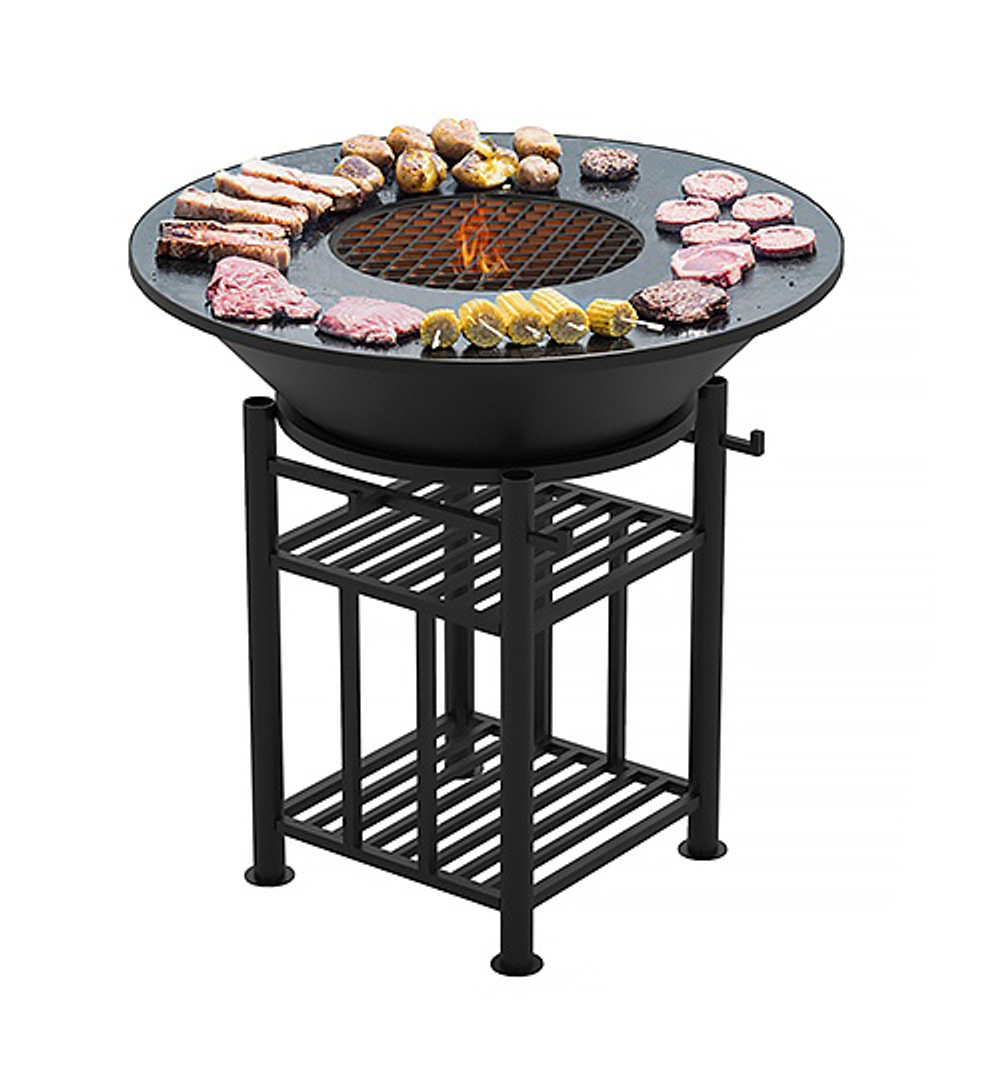 Fantastic Grill Везувий Ø 1000 (чаша+подставка+плита+решетка чугунная"СТЕЙК" Ø 450мм+крышка)