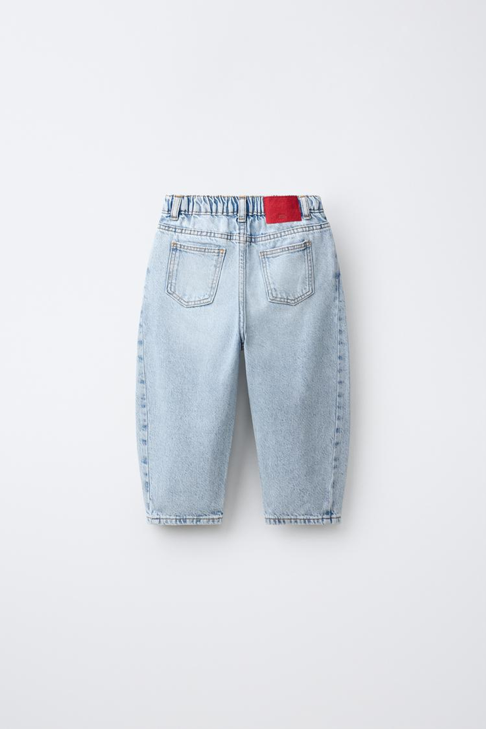 ZARA ДЖИНСЫ BARREL С РАЗРЕЗАМИ, ГОЛУБОЙ