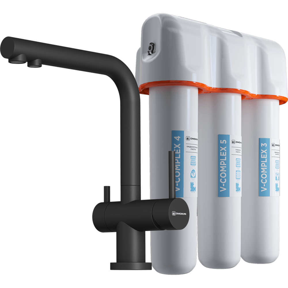 Смеситель для кухни Omoikiri Nagano-BL-P + Pure drop Lite