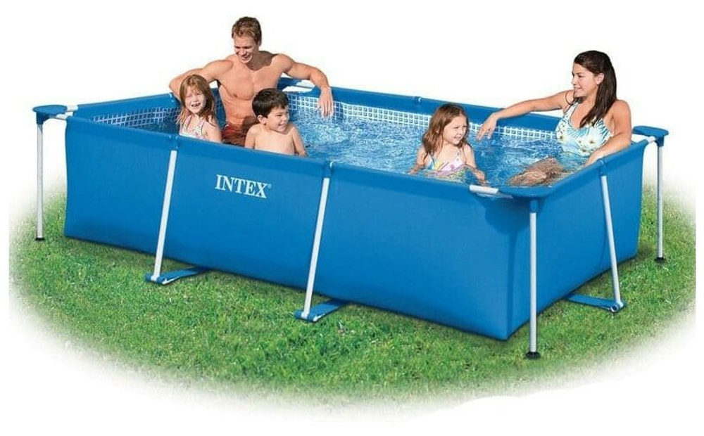 Каркасный бассейн 300х200х75 см Intex 28272, прямоугольный семейный бассейн для дачи Small Frame 3834 л