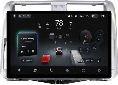Магнитола для Toyota Land Cruiser Prado 150 2009-2013 (рамка серебро) - Teyes CC4-PRO монитор 13" 2K QLED на Android 13, Быстрейшая, Snapdragon 778G, ИИ, CarPlay, DSP, 4G SIM-слот