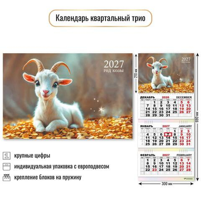 Календарь трио 2027 "Символ года" 10016 (Квадра)