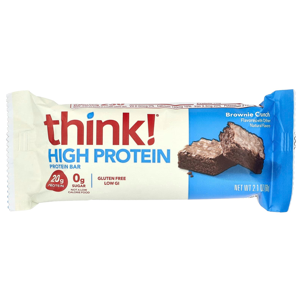 Think !, высокопротеиновые батончики, хрустящий брауни, 5 батончиков по 60 г (2,1 унции)