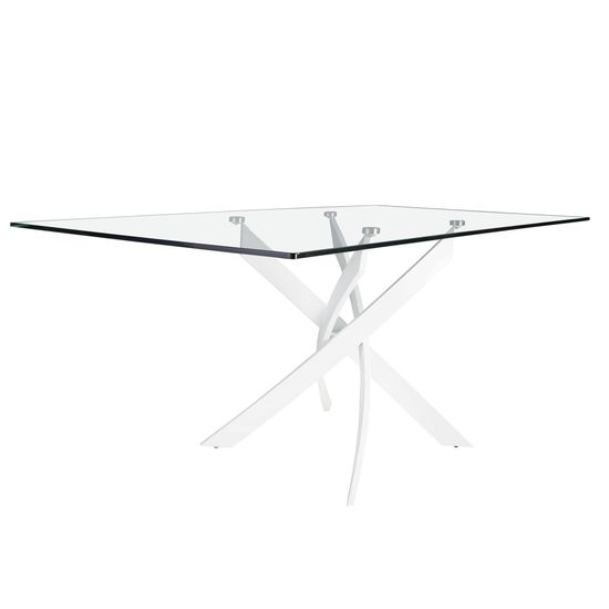 Прямоугольный обеденный стол 1138/F2133-BLANCO 150x95 стеклянный с белыми ножками