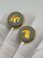 Запонки Wedgwood серые с лошадьми