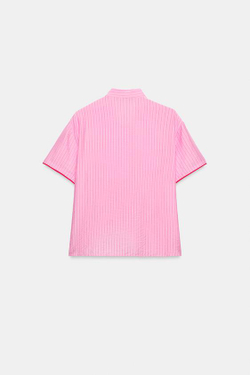 ZARA ТОП В ПОЛОСКУ С БАНТОМ, РОЗОВЫЙ