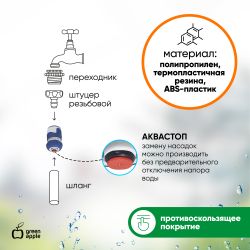 Коннектор GREEN APPLE GWHC20-058 с аквастопом 1/2 12 мм | GREEN APPLE