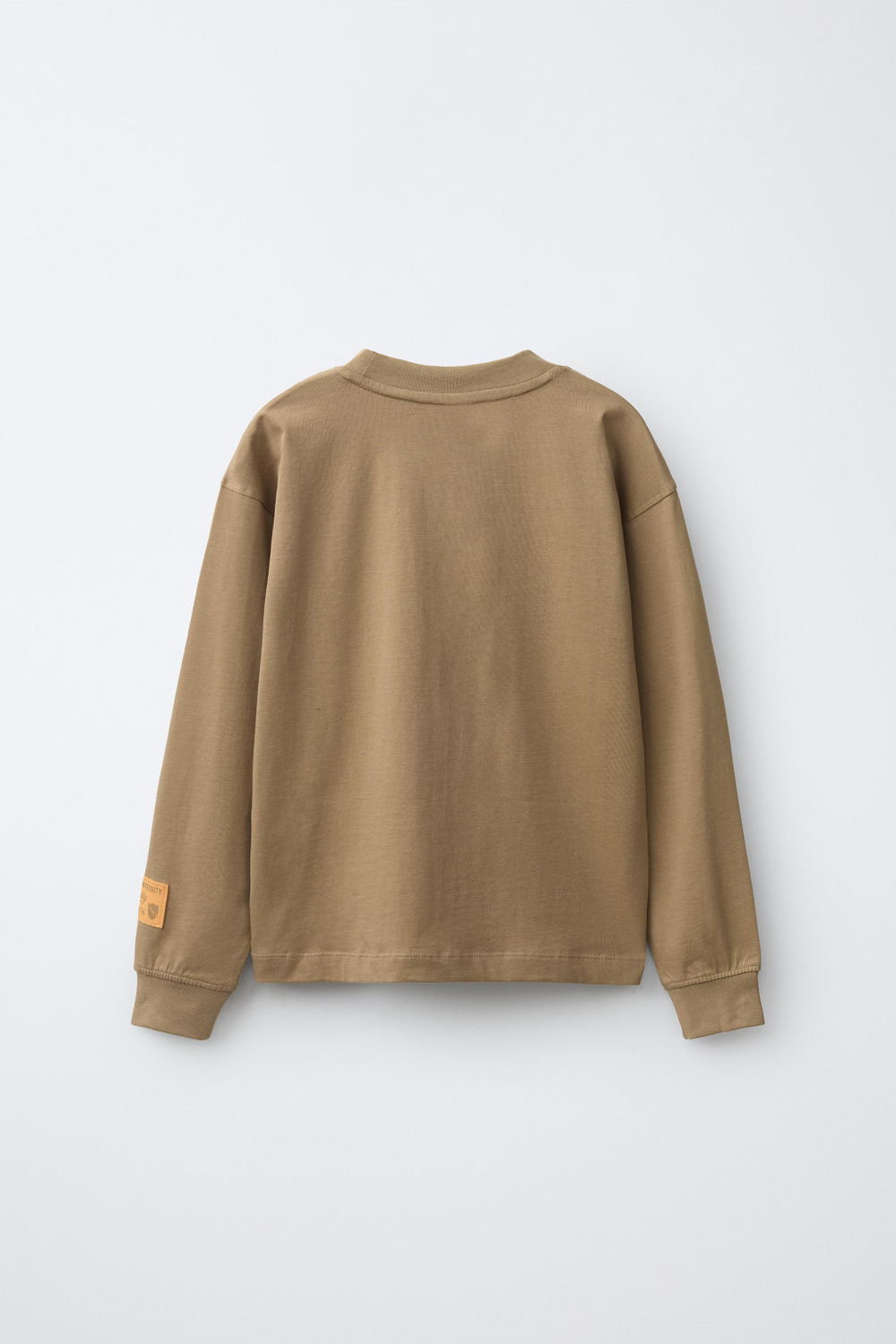 ZARA ЛОНГСЛИВ С ТЕКСТОВЫМ ПРИНТОМ В СТИЛЕ ВАРСИТИ, РЫЖЕВАТО-КОРИЧНЕВЫЙ