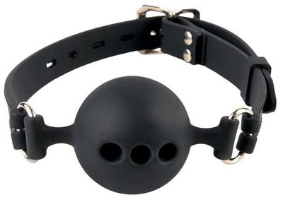 Силиконовый кляп-шар с отверстиями для дыхания Silicone Breathable Ball Gag Small (Цвет: черный)