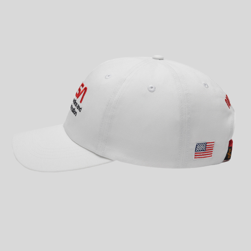 Бейсболка Alpha Industries Nasa Worm Logo Cap White (Белая)