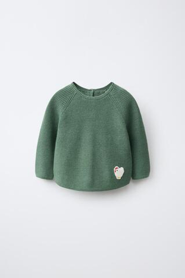 ZARA СВИТЕР ИЗ ЖЕМЧУЖНОГО ТРИКОТАЖА, ЗЕЛЕНЫЙ